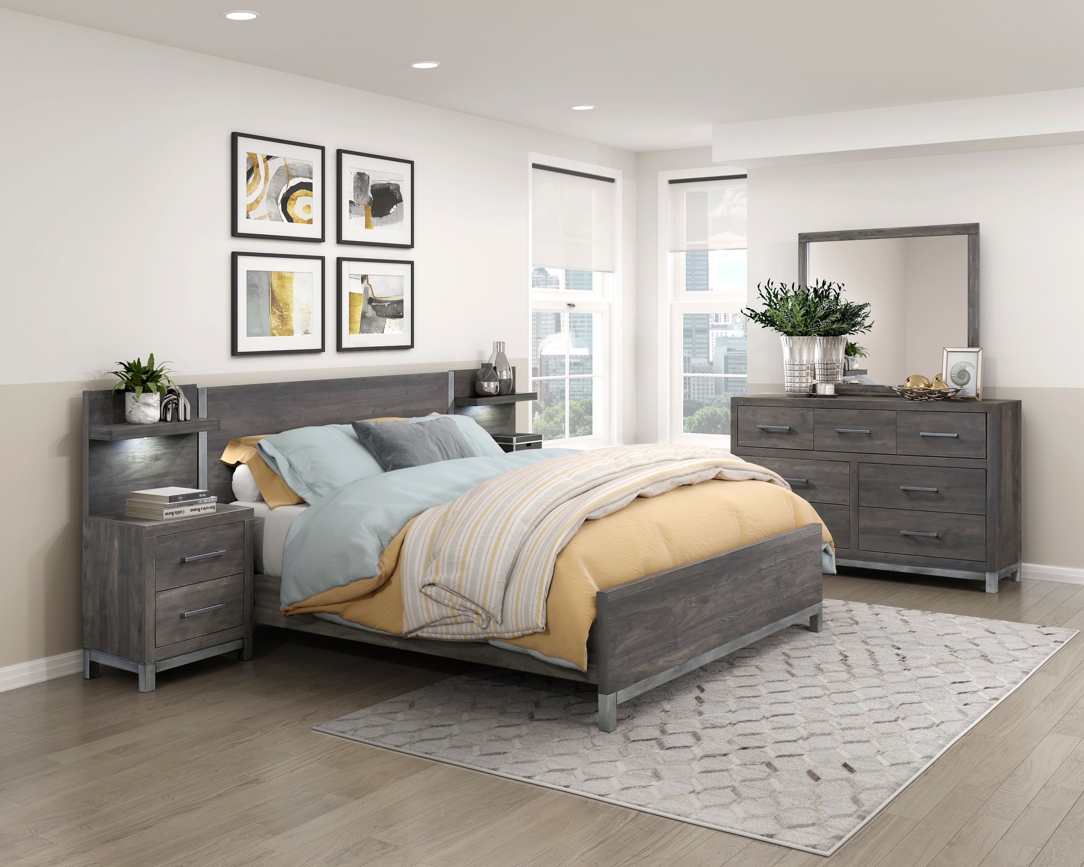 Zephyr Bedroom Collection in Dark Grey