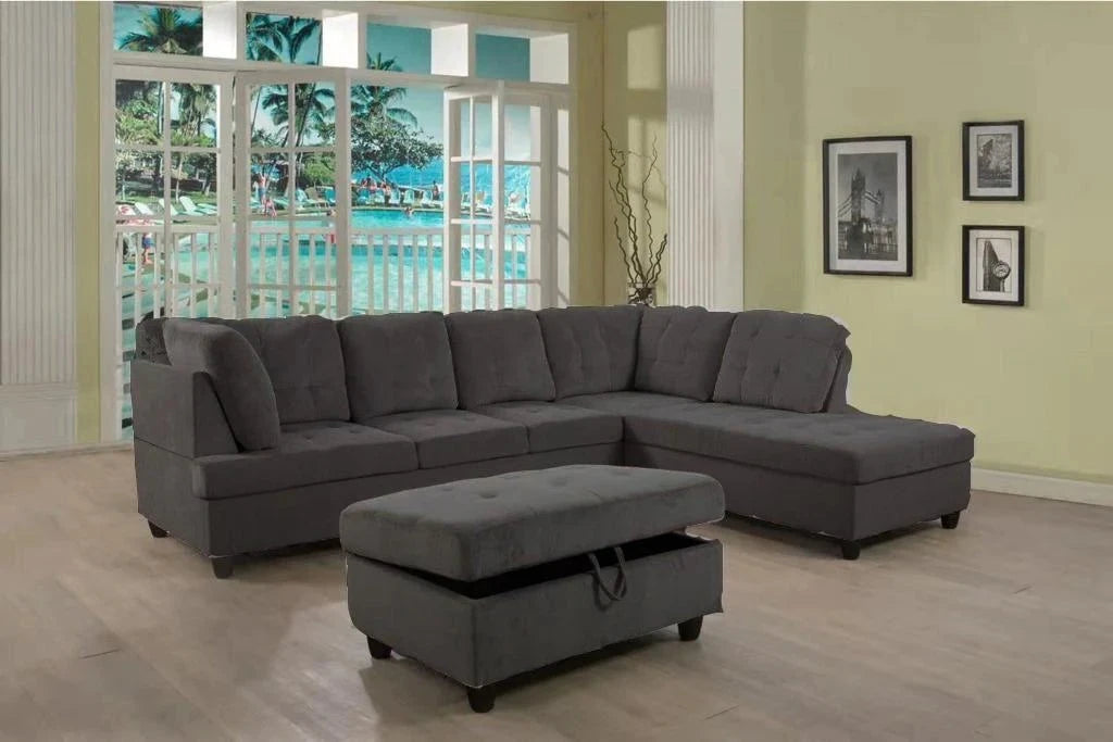 Aruba USB Sectional with Storage Ottoman