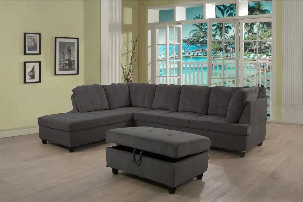 Aruba USB Sectional with Storage Ottoman