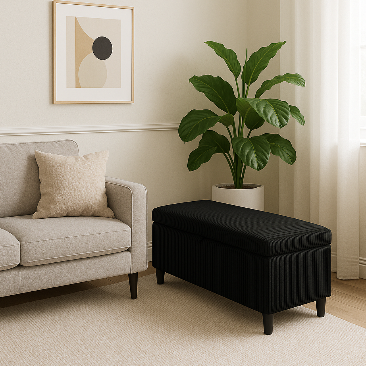 Kofi Storage Ottoman in Black