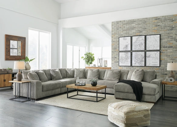 Lindyn 6-Piece Sectional with Chaise in Fog