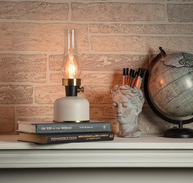 Lantern LED Lamp with Chimney in Ivory
