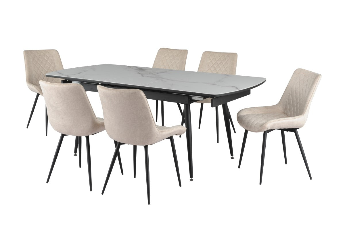 Fabian Dining Set in Beige/White