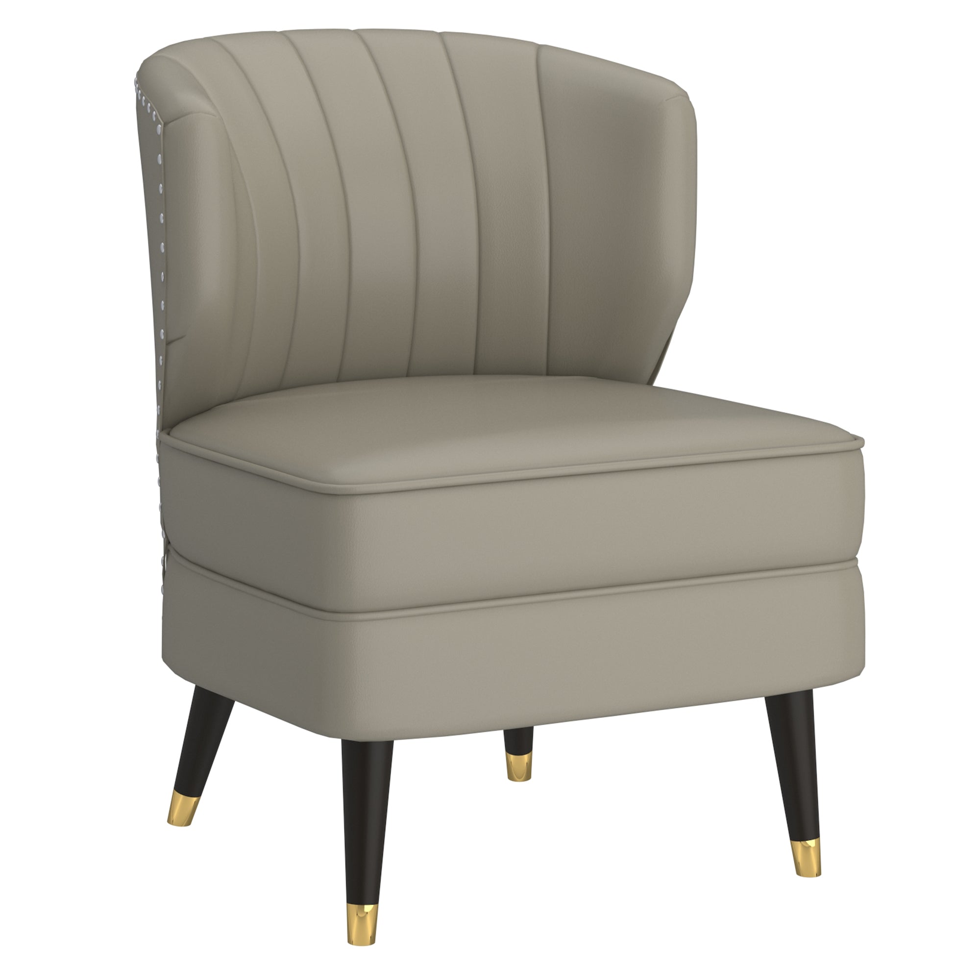 Kyrie Accent Chair in Grey-Beige and Espresso