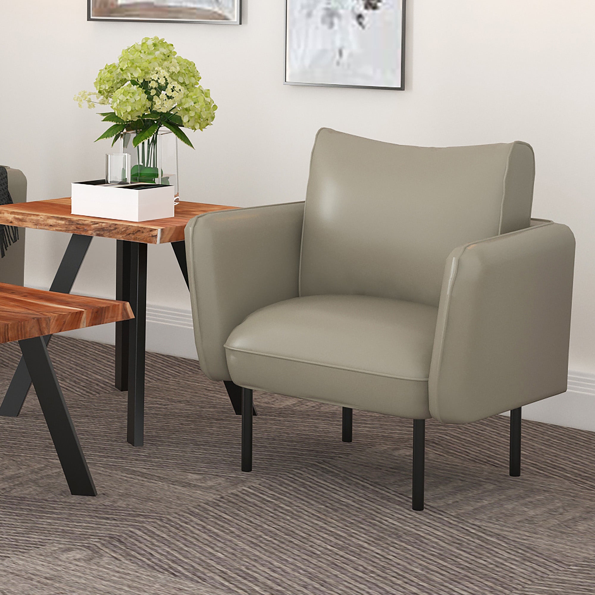 Ryker Accent Chair in Grey-Beige and Black