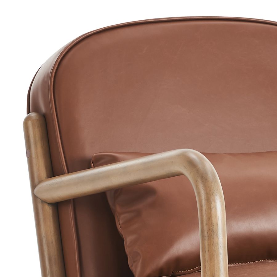 Fani Accent Chair, Faux Leather in Saddle and Walnut