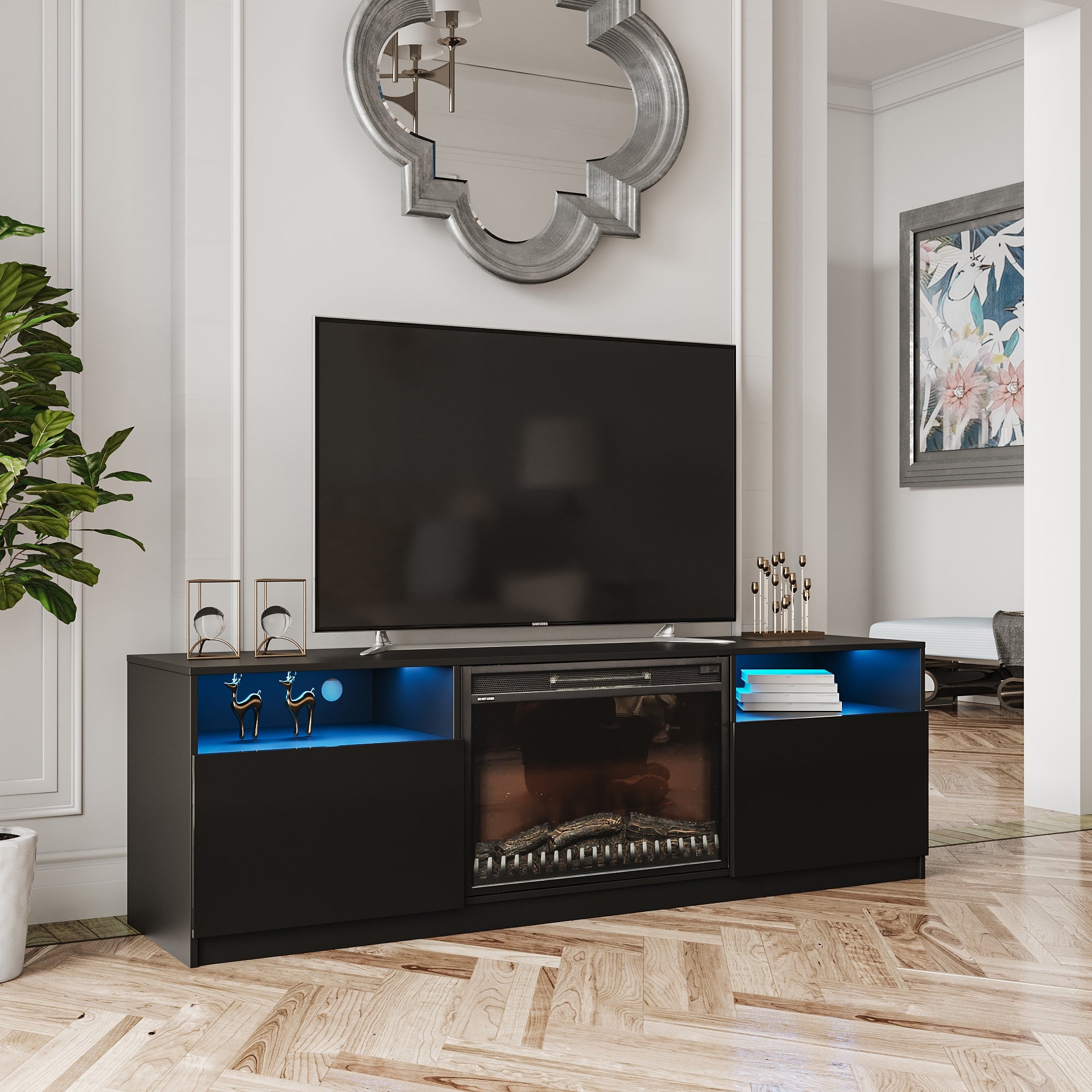Amari 78" TV Stand in Black