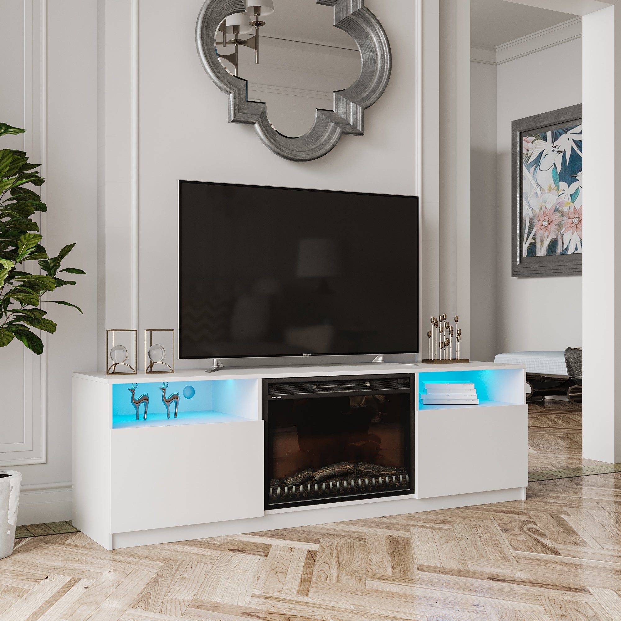 Amari 78" TV Stand in White