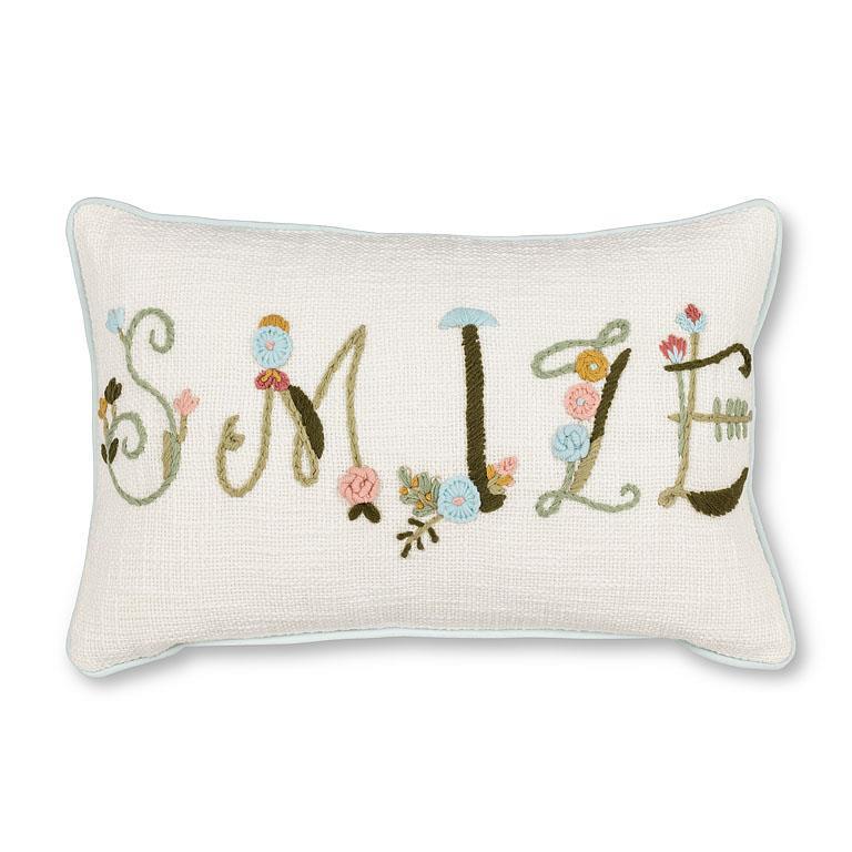 Floral SMILE Boucle Rectangle Pillow