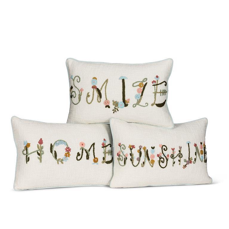 Floral SMILE Boucle Rectangle Pillow