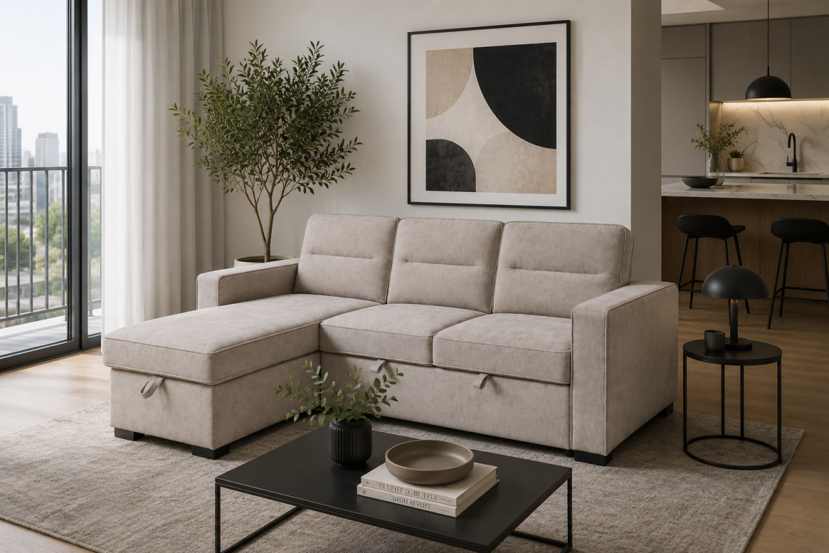 Marcus Sleeper Sectional in Taupe