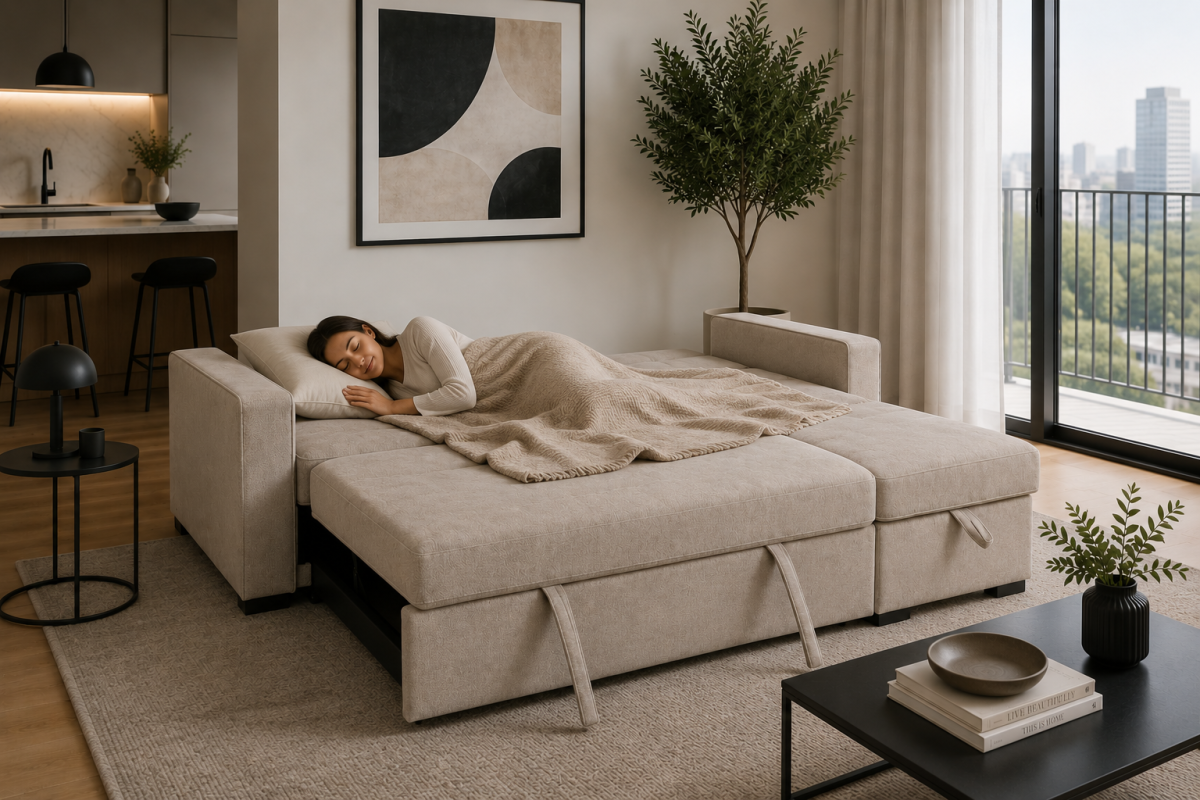 Marcus Sleeper Sectional in Taupe