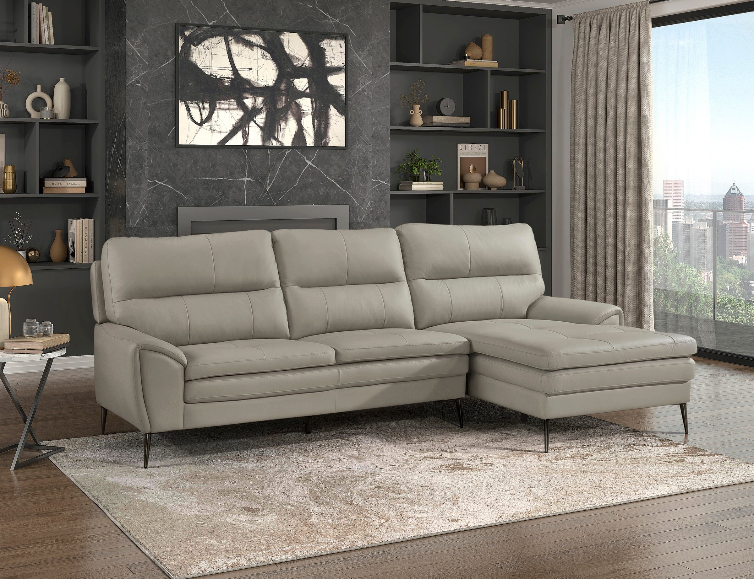 Essex Genuine Leather RHF Sectional