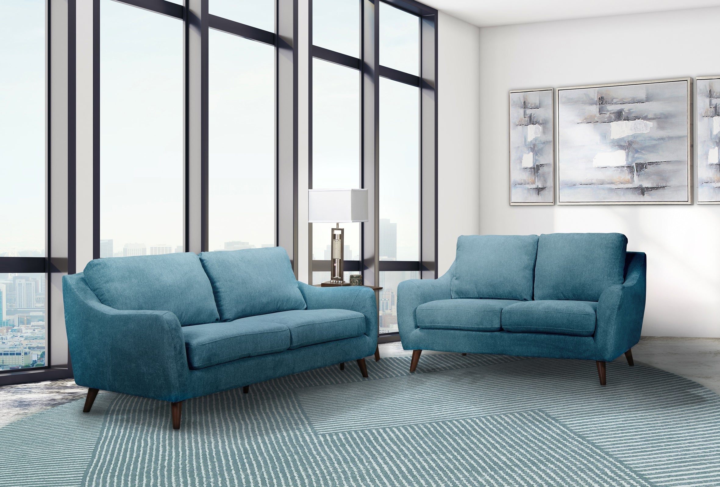 Kitchener Sofa & Loveseat in Light Blue