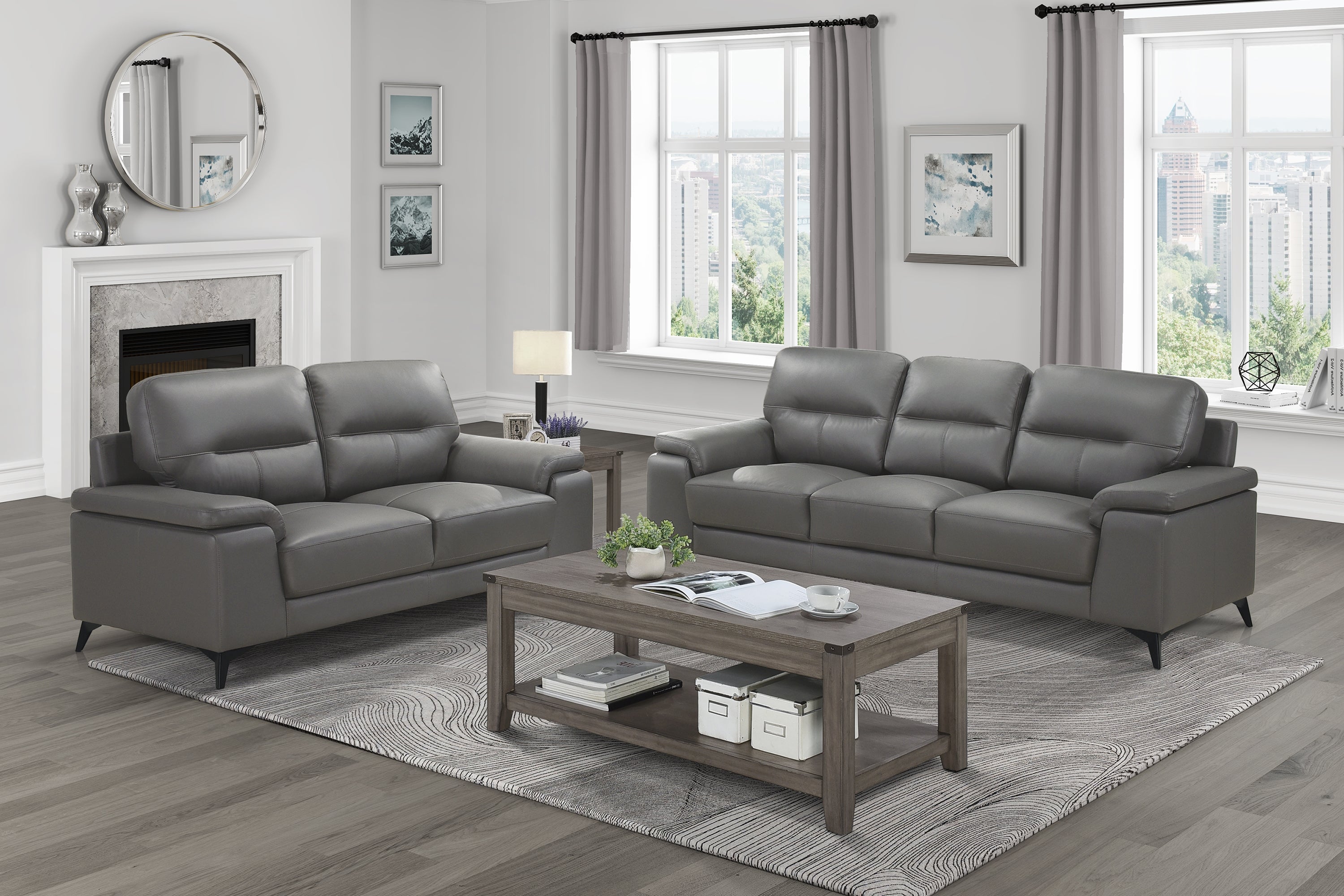 Mischa Genuine Leather Sofa Set