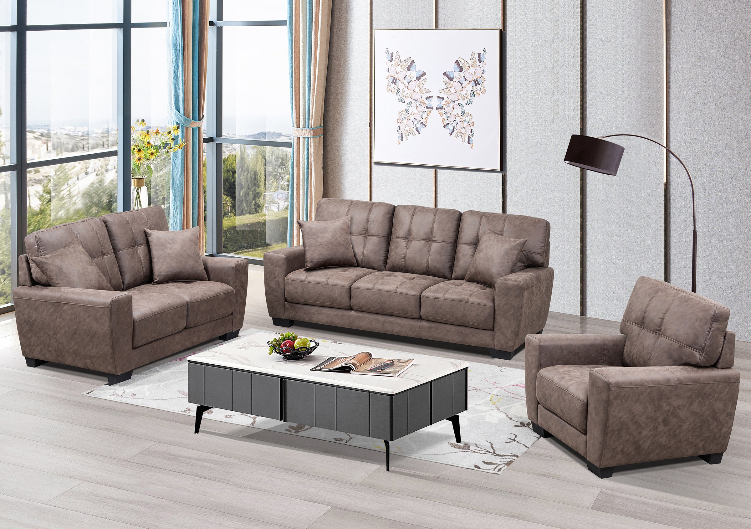 Misha 3pc Sofa Set in Brown