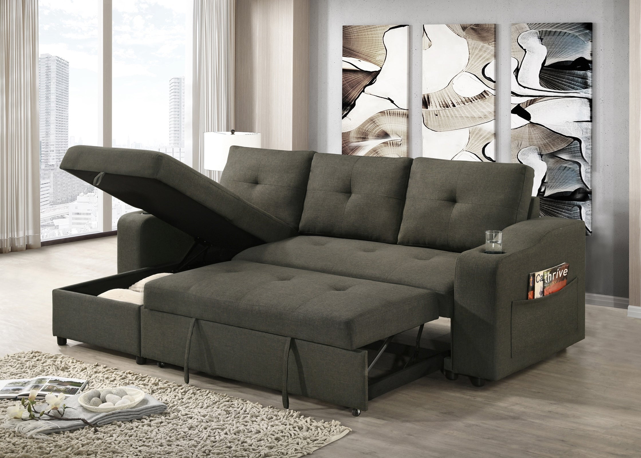 Decker Sleeper Sectional in Brown