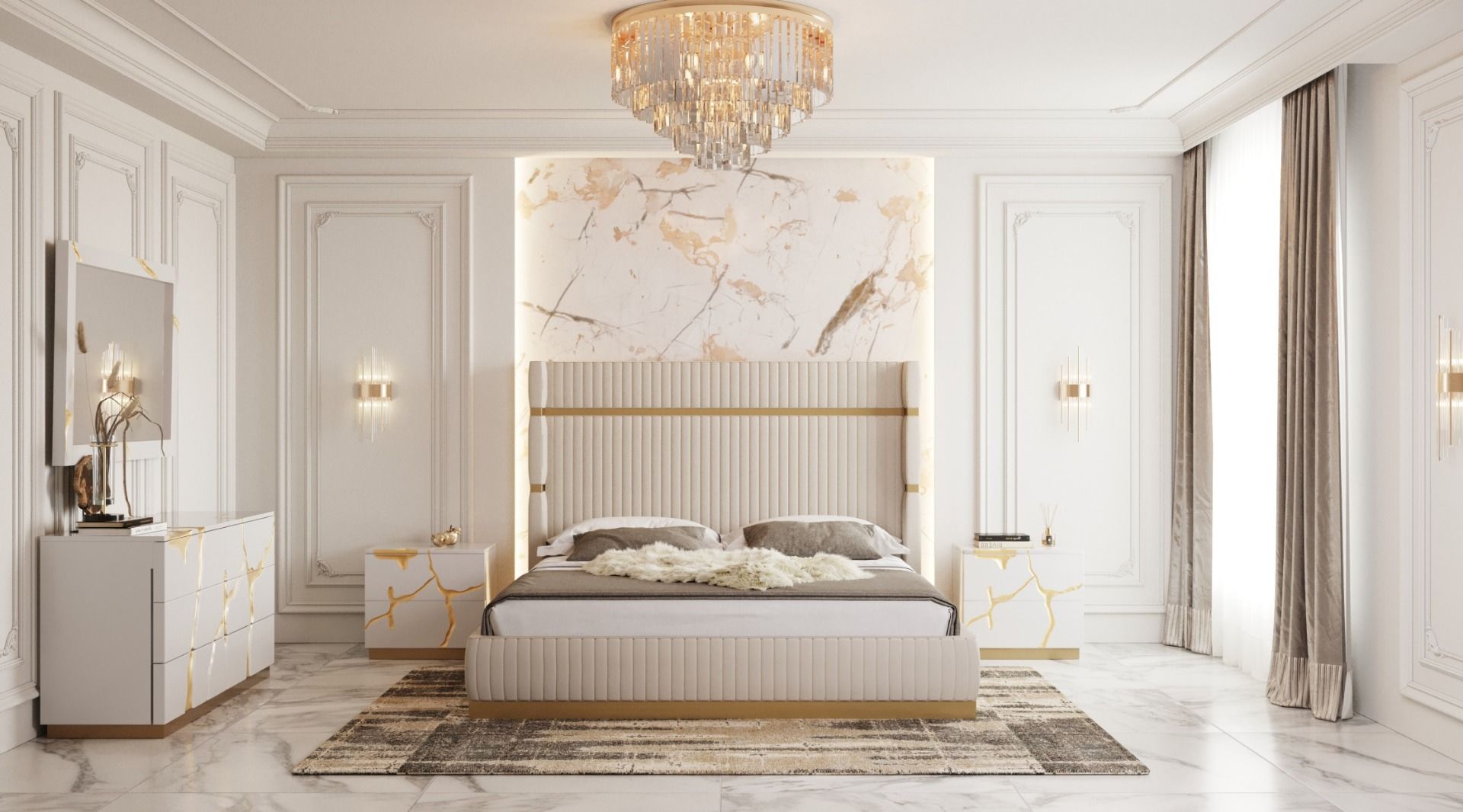 Aspen Platform Bed in Beige