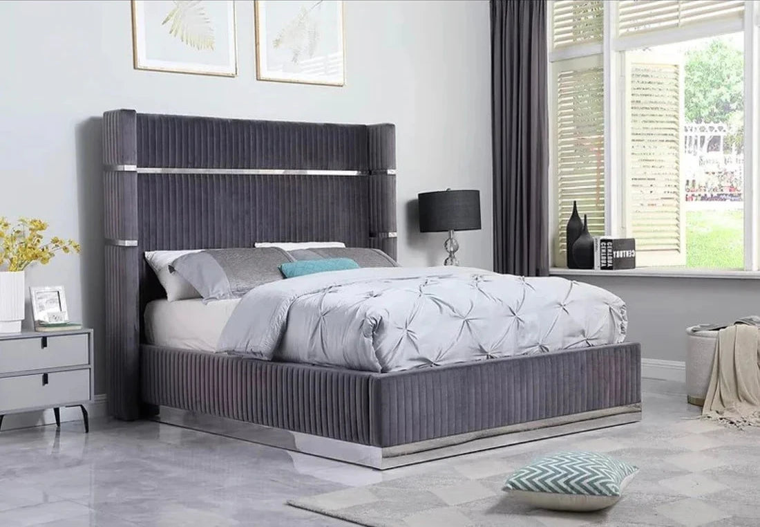 Aspen Platform Bed in Grey