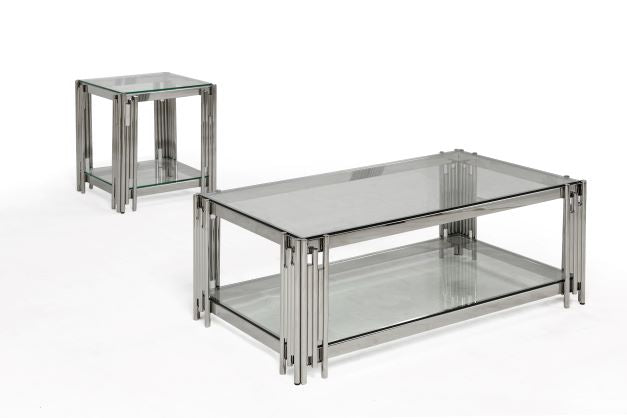 Evelyn 2pc Coffee Table Set in Silver