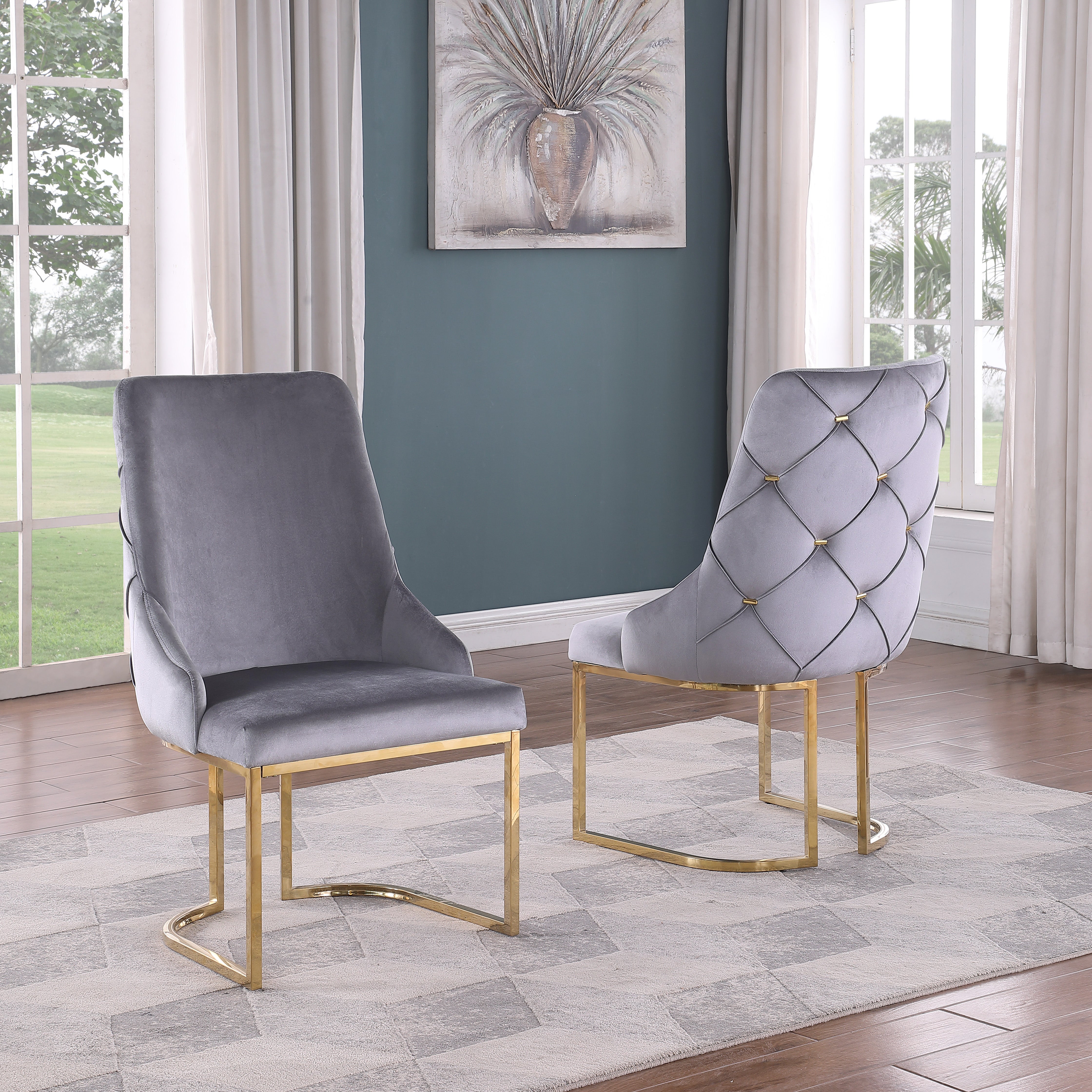 Zara Dining Chairs in Grey, Set of 2