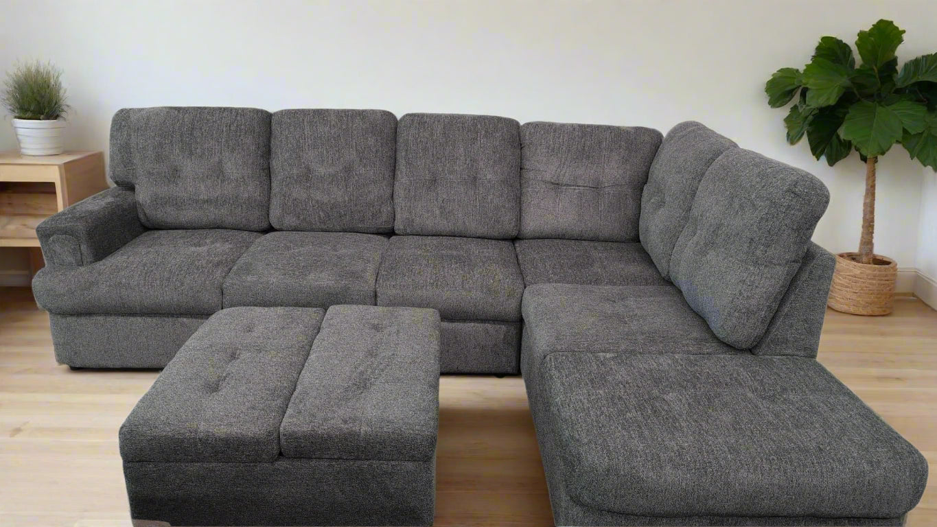 Gloria USB Sectional with Storage Ottoman