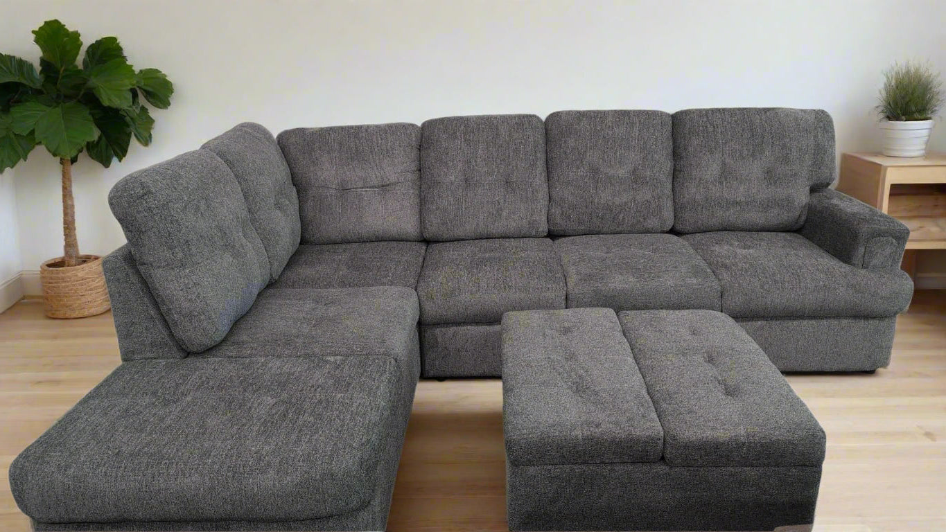 Gloria USB Sectional with Storage Ottoman