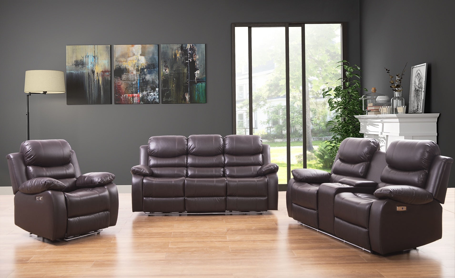 Monaco 3pc Power Recliner Set in Brown