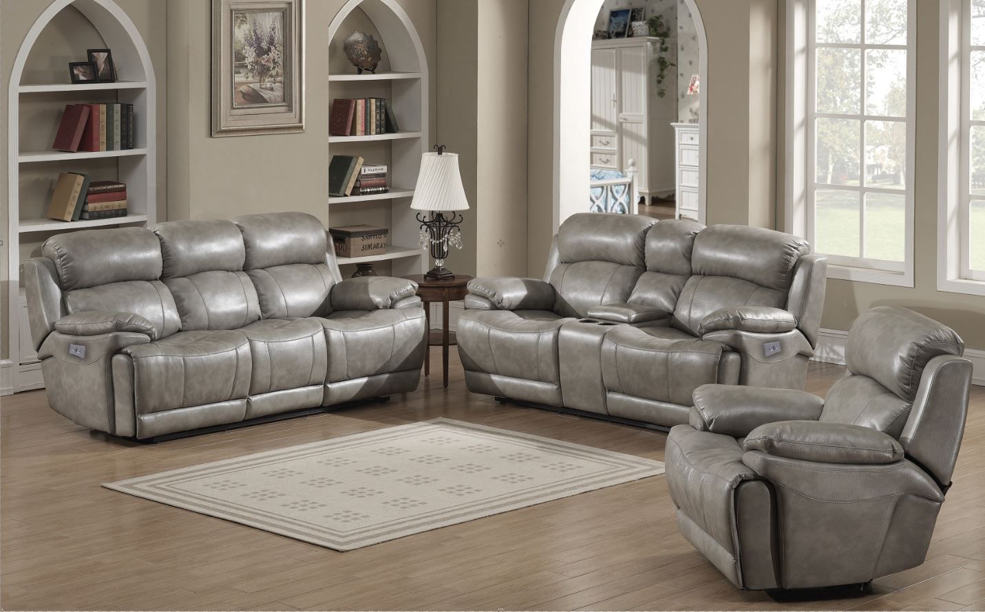 Stella 3pc Power Recliner Set in Grey
