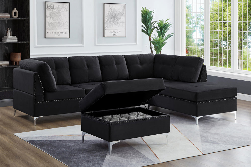 Sectional Sofa + Storage Ottoman - T1233B