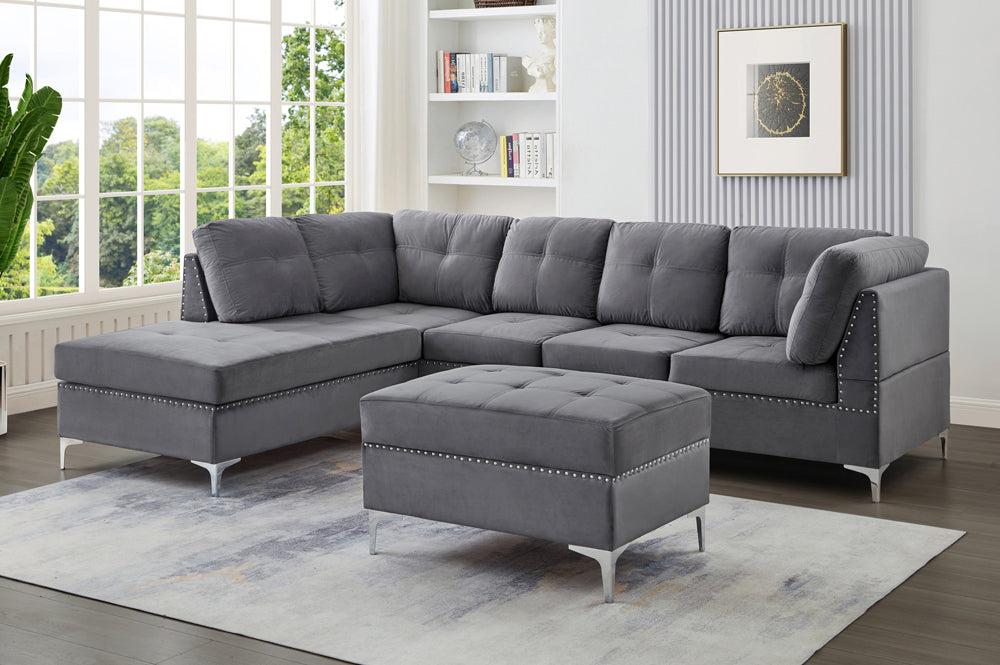Sectional Sofa + Storage Ottoman - T1233G