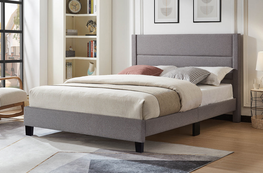 Grey Fabric Platform Bed - T2175GF