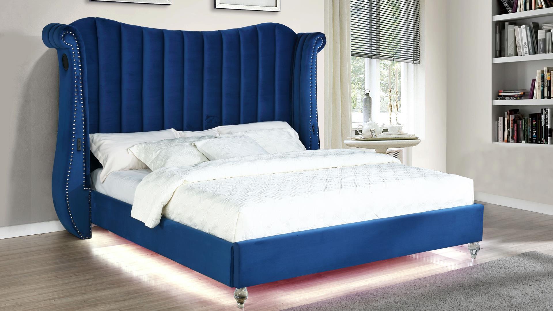 Tulip USB/Speaker Platform Bed in Blue