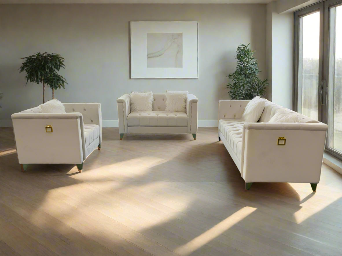 Yasmine 3pc Sofa Set in Beige