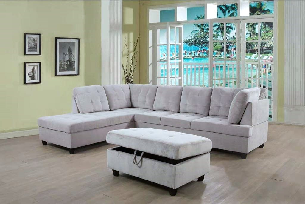 Aruba USB Sectional with Storage Ottoman