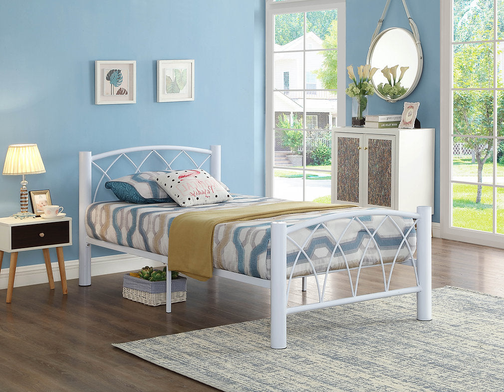 Single/Twin White Metal Bed - IF-111