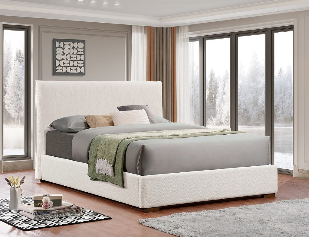 Beige Boucle Platform Bed & Rocking Chair - IF-5568