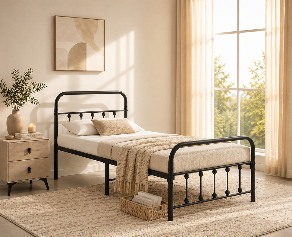 Black Metal Platform Bed - IF-5252