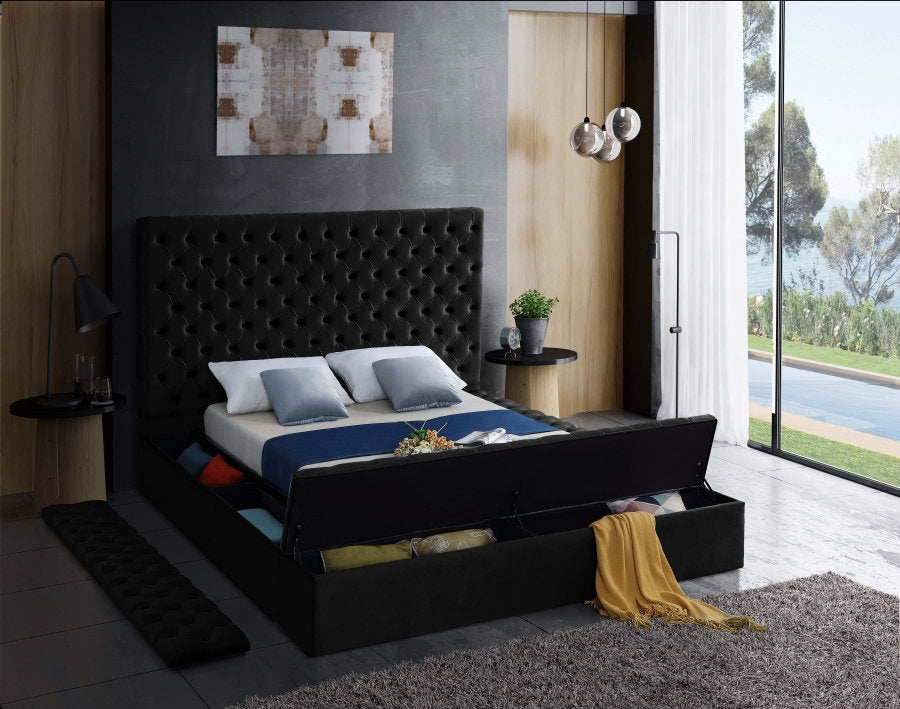 Black Velvet Storage Bed - IF-5793