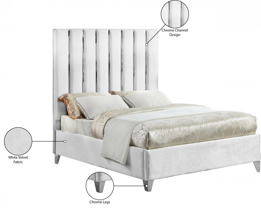 White Velvet Platform Bed - IF-5622