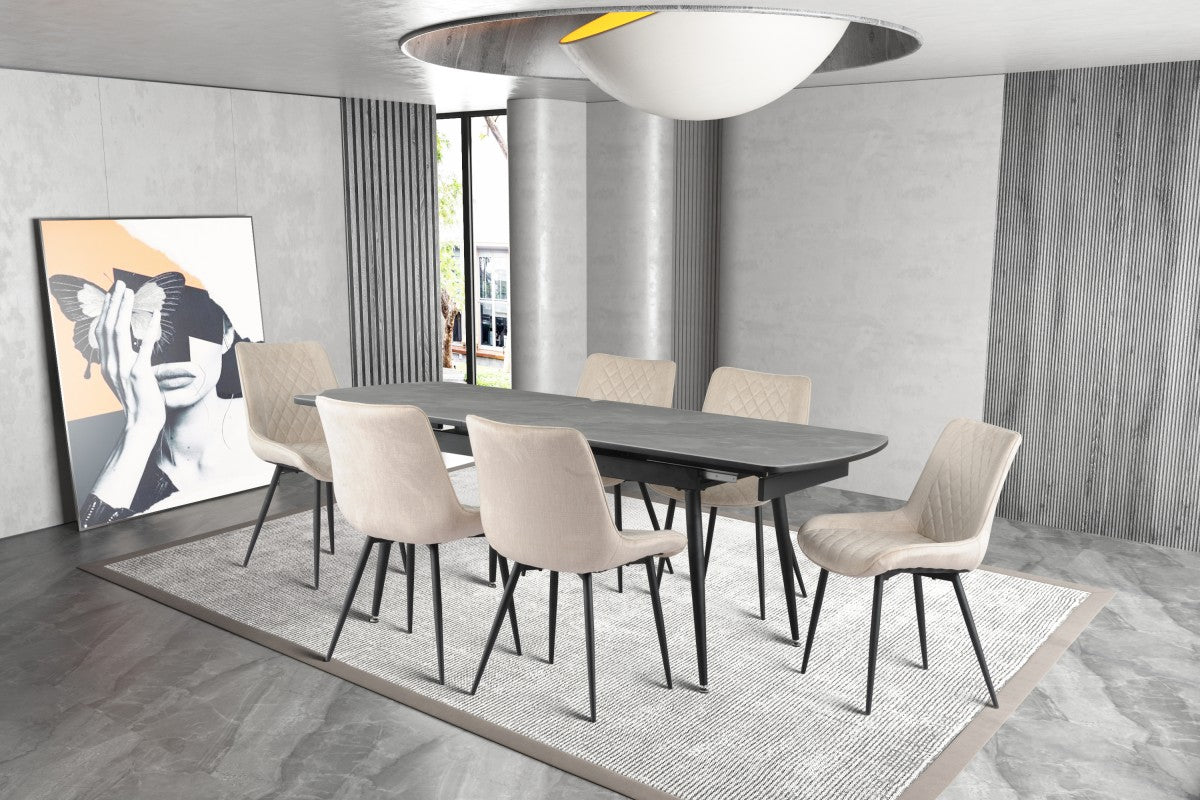 Fabian Dining Set in Beige/Grey