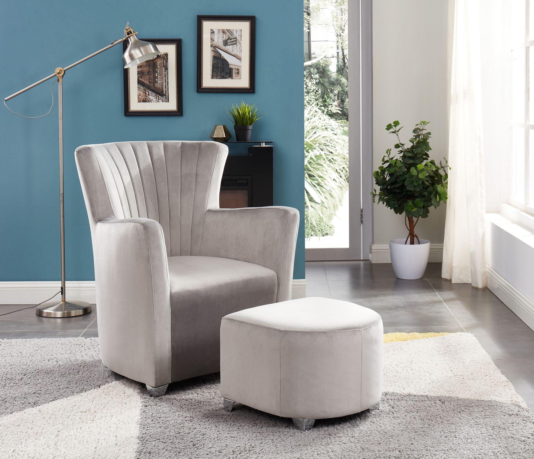 CHAIR & OTTOMAN - GREY - B0711 - Furnish 4Less