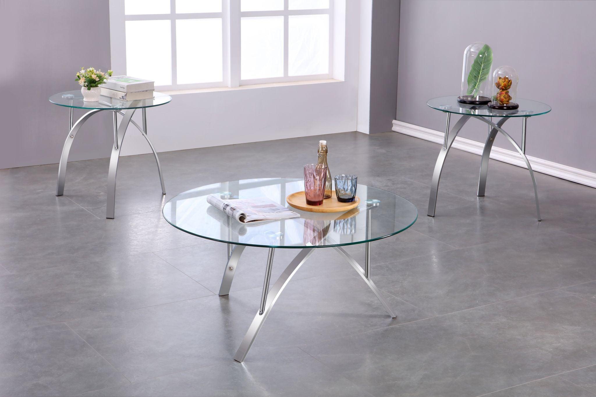 3-PIECE COFFEE TABLE SET - SILVER - B1019-13 - Furnish 4Less