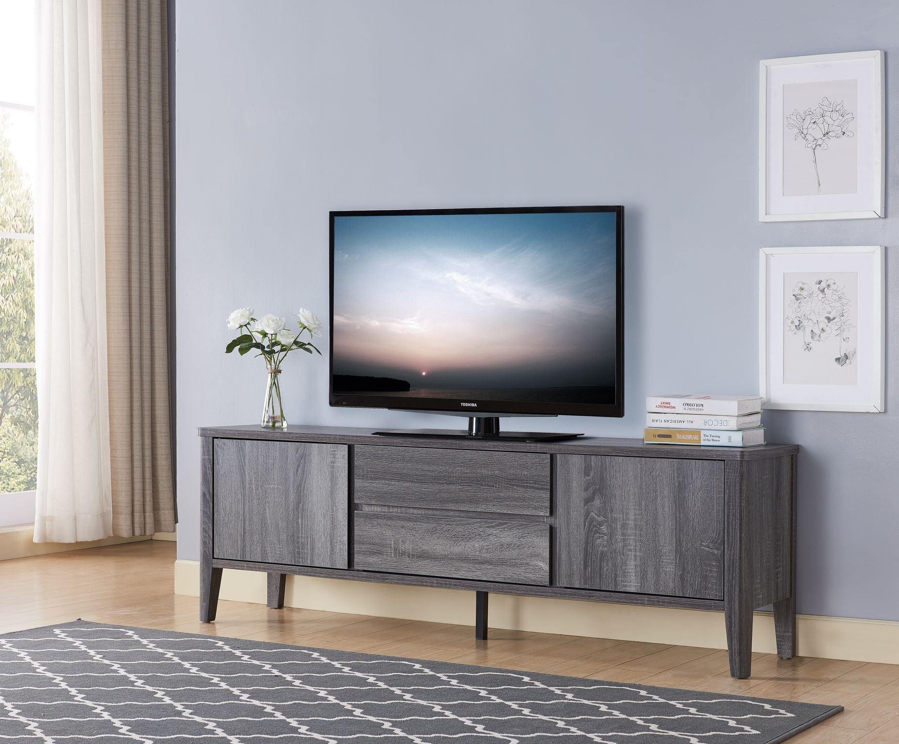 66'' TV STAND - GREY - B18038 - Furnish 4Less