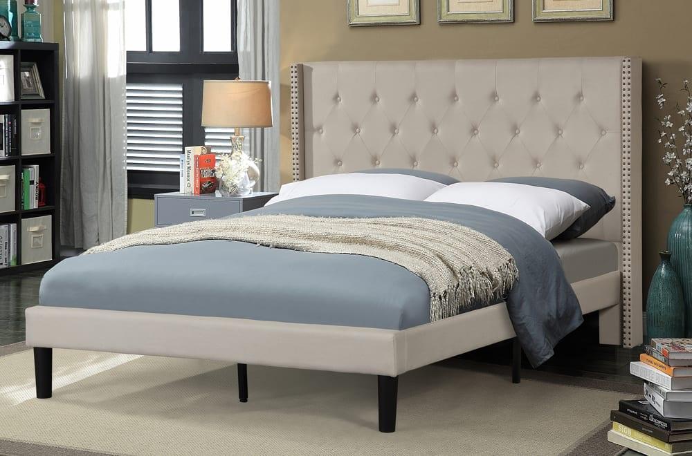 King Platform Bed in Beige - T2352 - Furnish 4 Less
