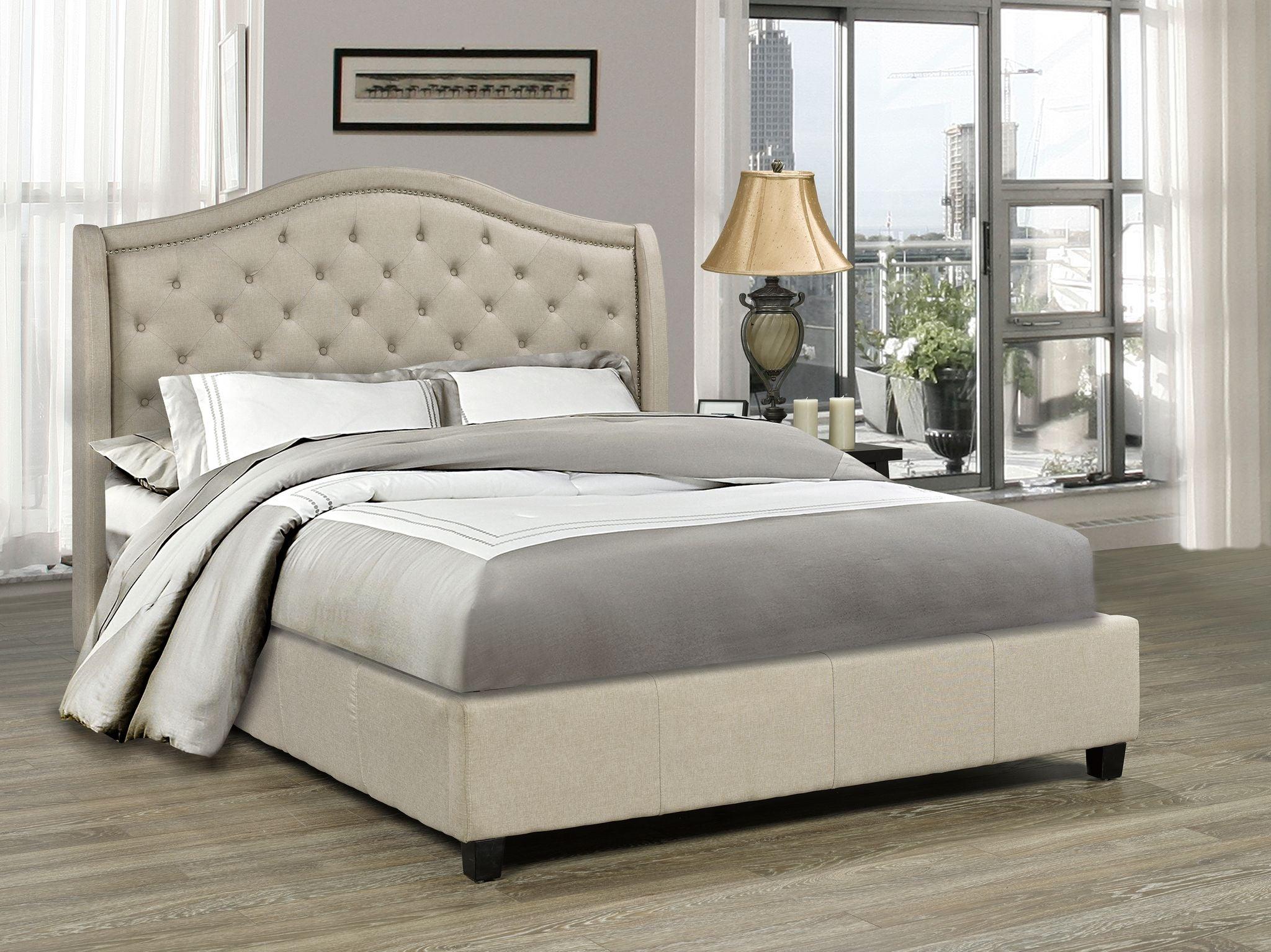 King/Queen PLATFORM BED (Beige, Grey) - B5262 - Furnish 4 Less