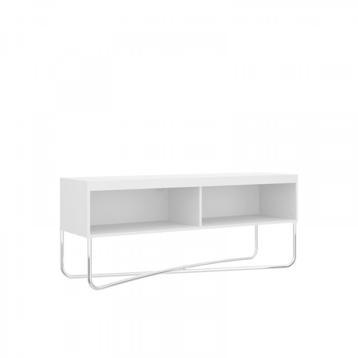 53" White/Chrome TV Stand - B149 - Furnish 4 Less