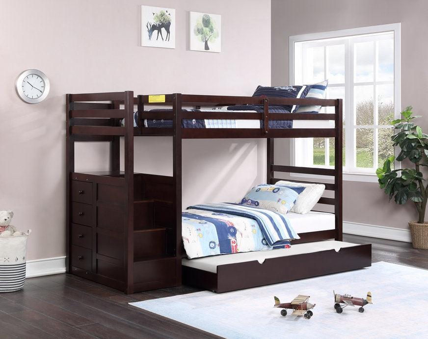 Single/Single Bunk Bed (Espresso, White) - IF-1890 - Furnish 4 Less