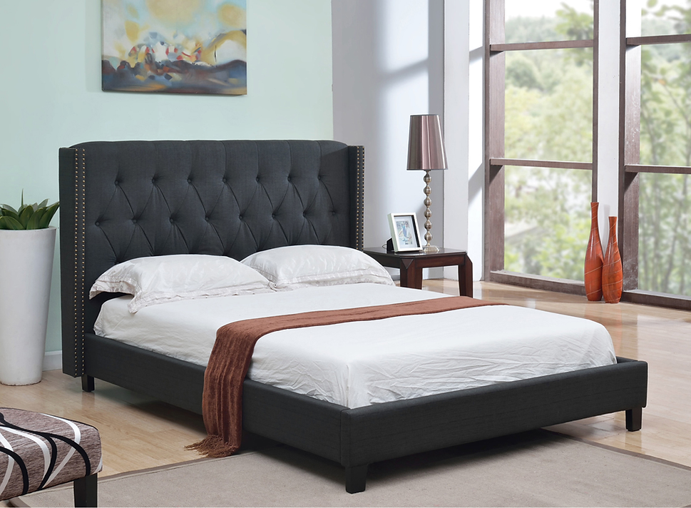 Linen Fabric Platform Bed - IF-5800