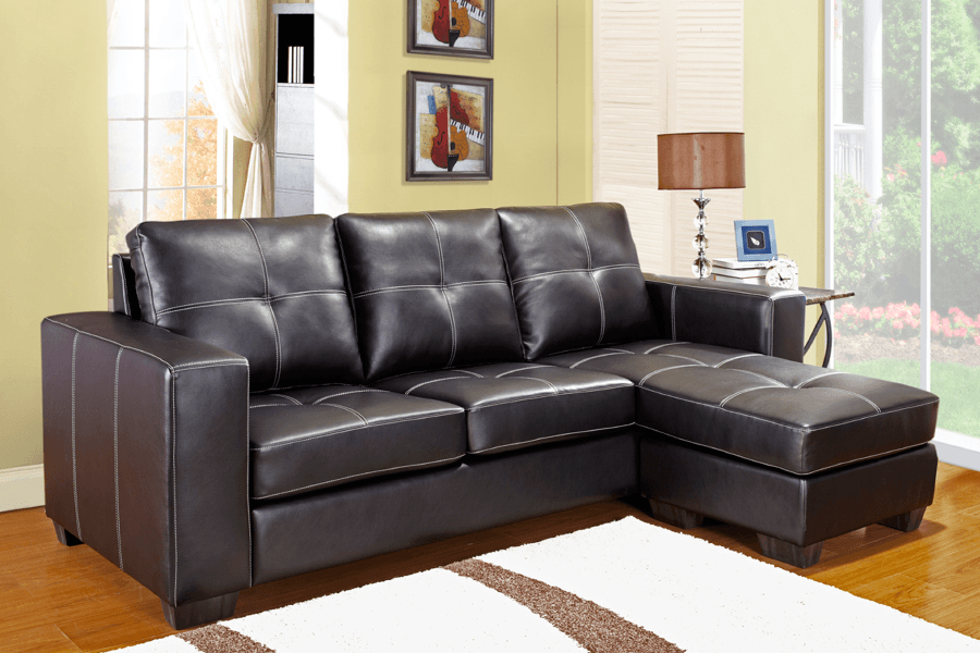 Reversible Faux Leather Sectional Sofa (Black, Brown) - IF-9355 - Furnish 4 Less